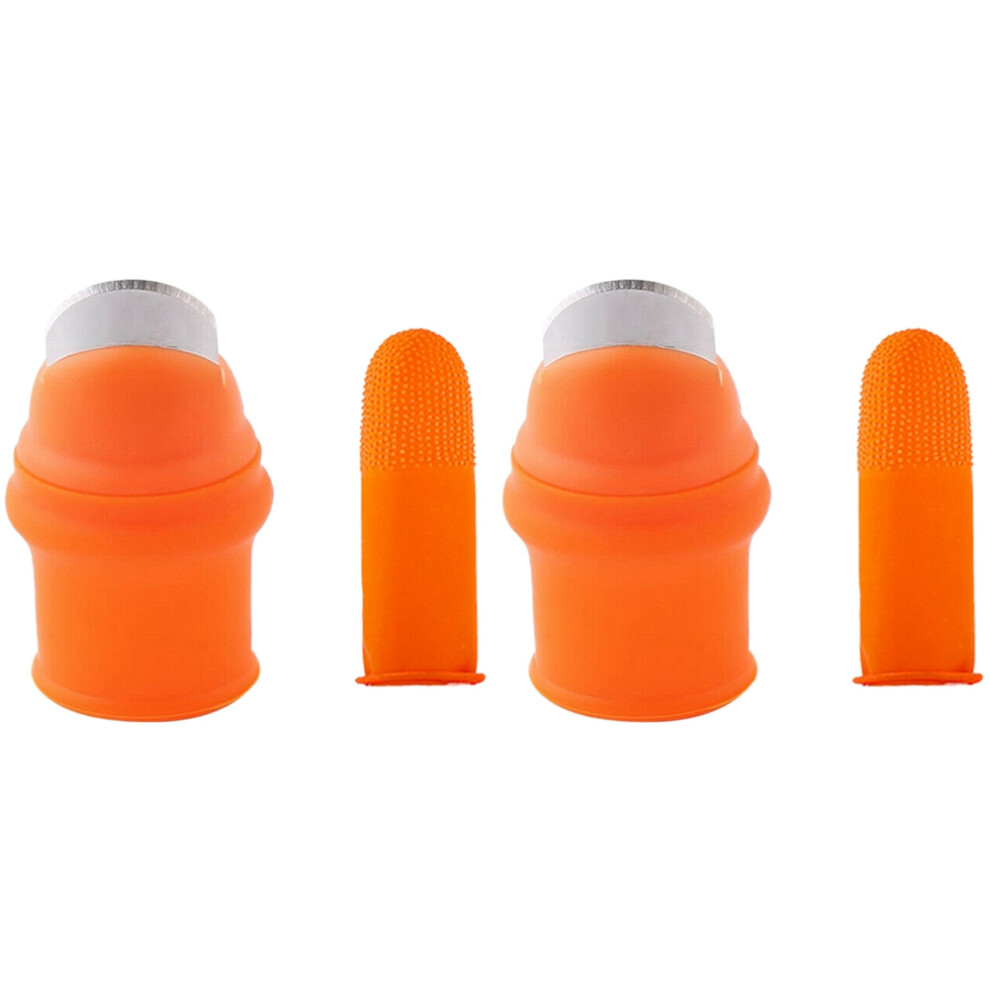 2X Gardening Silicone Thumb Knife With Finger Cots Thumb Knife Picker For Fruits Vege-L 6033241050217