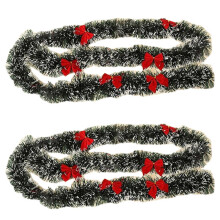 2pcs 2M Christmas Eve Decoration Bar Tops Ribbon Garland Christmas Tree Kitchen Ornaments Party Decoration Prop-Red