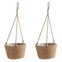 2X Garden Hanging Planter Macrame Plant Storage Basket Jute Rope Woven Indoor Outdoor Flower Pot Holder Primary Color M