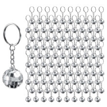 192 Stuks Discobal Sleutelhangers Discobal Gunsten Spiegel Jaren 70 80 90 Disco Sleutelhanger Bulk Zilveren Disco Accessoires