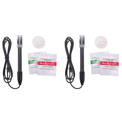 2Pcs Ph-201 Electrodo de Laboratorio Negro Electrodo Sensor Conector Sonda Ph Compuesto Electrodo