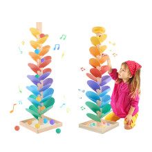 Wooden Marble Run Musical Tree Toy 49 PCS Set for Kids STEM Learning Fun and Smooth Rolling Action
