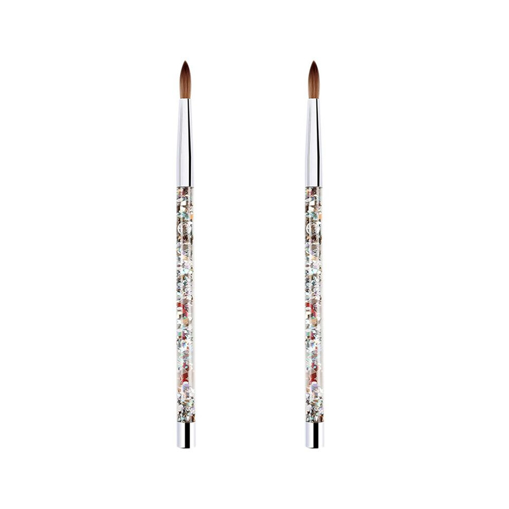 Semoic Gold 2Pc Rose Kolinsky Sable Acrylic Nail Brush With Liquid Flow Glitter Nail Art Brush For Nail Art Tool 10