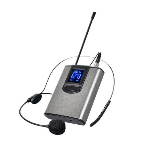 2X UHF Portable Wireless Headset/ Lavalier Lapel Microphone with Bodypack Transmitter and Receiver 1/4 Inch Output 1