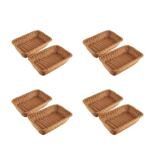 8 Pcs Rectangular Basket for Table or Counter Display for Bread,Fruits and Vegetables Wicker Baskets for Markets,Bakery