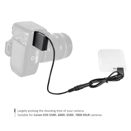 2X DR-E8 Dummy Battery with  Power Bank USB Adapter Cable Replacement for LP-E8 for   550D 600D 650D 700D DSLR 2