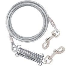 Dog Tie Out Cable Dog Runner for Yard Steel Wire Dog Leash with Superior Spring Large Dog Running in Outdoor,Silver,B