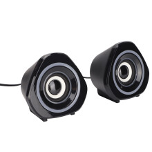 USB-Desktop-Lautsprecher mit schwerem Subwoofer, 3 W, Schwarz-Blaues Licht