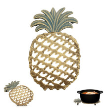 Trivet de Ferro Fundido em Formato de Abacaxi para Pratos Quentes (24 cm) - Trivet Decorativo de Ferro em Formato de Abacaxi e Suporte para Panelas,
