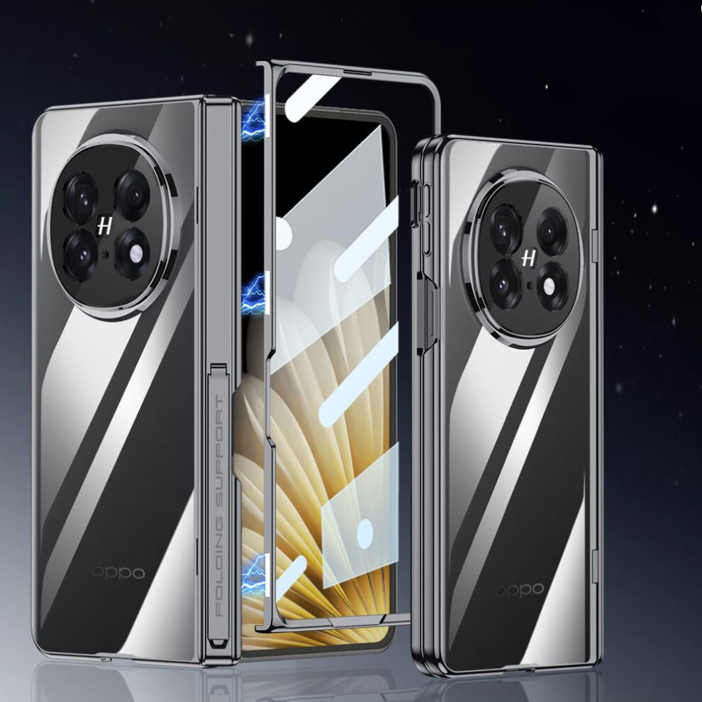 Folding Phone Case Magnetic Hinge Clear Cover With Foldable Stand Ultra Thin 360 Protection (Black) For Oppo Find N5 Black 9330225962793