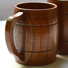 2X 400 Ml Klasyczny Drewniany Kubek z Naturalnego Drewna Drewniane Kufle do Piwa do Picia