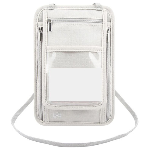 Neck Passport Wallet Bag Document Organizer Credit Cards Case Bag Grey