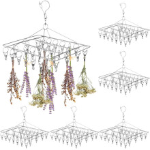 6pcs Stainless Steel Herb Drying Rack with 30 Clips, Windproof, Space-Saving for Aromatic Herbs, Spices, Tea Leaves