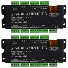 2X 8CH LED Strip Signalförstärkare, WS2812 5V SPI TTL Signalutgång för WS2811 WS2815 WS2813 SK6812 Pixels LED-Ljus DC5-24V