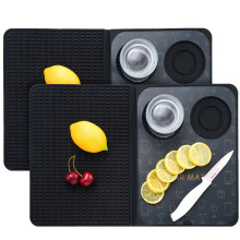 2 Pcs 18 X 12 Inch Bar Mats, Multipurpose, Drying Mat Home Bar Accessories Foldable Cocktail Non-Slip Silicone Board