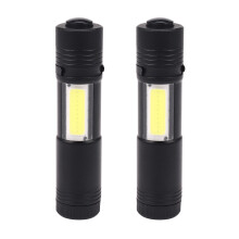 2X New  Portable Q5 LED Flashlight XPE&COB Work Light Lanterna Powerful Pen Torch Lamp 4 Modes Use 14500 or AA