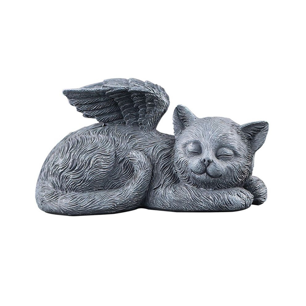 Semoic Angel Cat Memorial Statue Gift Statue Pet Tombstone Animal Ornaments Memorial Crafts Ornaments