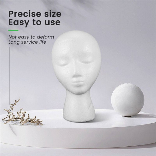 Foam Mannequin Wig  Display Hat Cap Wig Holder White Foam 2