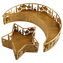 Bandejas de Comida Eid Mubarak em Forma de Lua e Estrela de Metal Bandeja de Comida Muçulmana Eid Mubarak Islam B