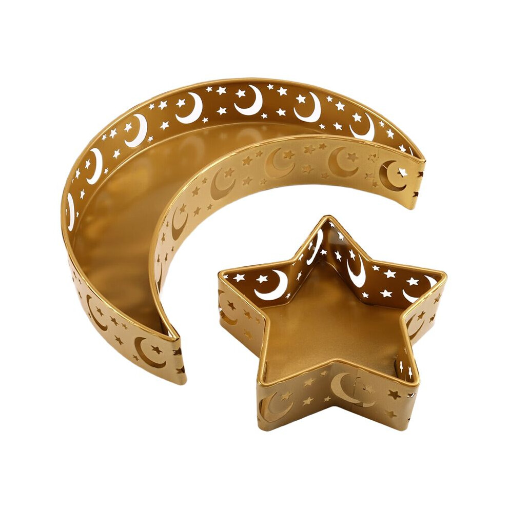 Eid Mubarak Food Trays Metal Moon Star Shaped Eid Mubarak Islam Muslim Food Serving Tray A Gold Brecantia
