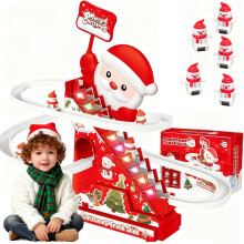 Christmas Santa Climbing Toy with Lights and Music, Electric Stair Climber Holiday Playset