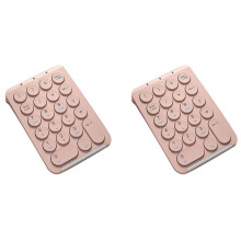 2X Draadloos Numeriek Toetsenblok Numeriek Toetsenblok Rond Toetsenblok Numpad 22 Toetsen Oplaadbaar Cijfertoetsenbord (Roze)
