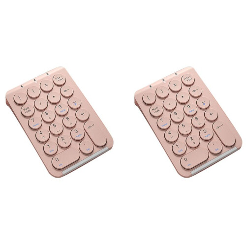 2X Wireless Number Pad  Numeric Keypad Round Keycaps Numpad 22 Keys Rechargeable Number Keyboard()