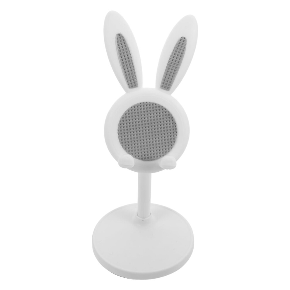 Cute Adjustable Phone Stand With Bunny Design, Stable Antislip Base For Desk And Video Calls White 9073542687009