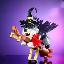 Fantasy Building Blocks Magic Dog Model Kit, 1298PCS with 360 Rotating Head and Enchanted Broom