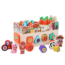Wooden Animal Sorting Toy Set with Colorful Farm Figures, Educational Stacking Blocks for Toddlers 3+