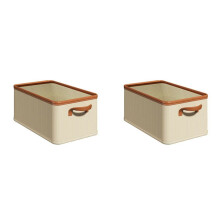 2X Paniers de Rangement pour Vêtements pour Placard avec Poignées en PU, Tiroir Pliable pour Organiser la Garde-Robe 18 L