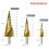 Step Drill Bit Set, 3Pcs Titanium Step Drill Bits, Metric 4mm to 32mm Drill Cone Bits for Metal, Wood, PVC C 6