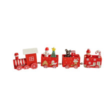 Christmas Wooden Train Set with DIY Assembly Fun, Solid Wood, Festive Painted Four Cars