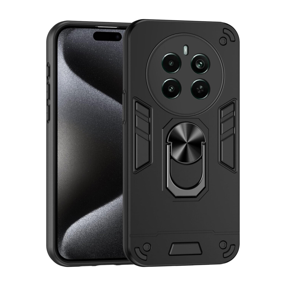 Magnetic Car Mount Shockproof 2 In 1 Protective Cover With Kickstand For Realme Narzo 70 Pro 5G Black 9330225963202