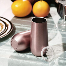 Stainless Insulated Wine Tumbler with Lid -Portable Egg Shape Cup Fashion Gift Cup-6 Oz ,Rose Gold (8 Pack)