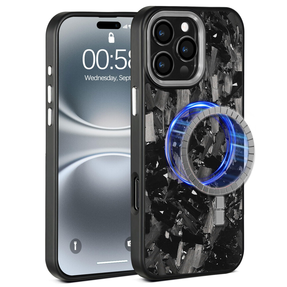 Real Forged Carbon Fiber Case For Iphone 16, Compatible With Magsafe Wireless Charging, Shockproof Slim Protective Cover (Silver) Silver 9330225963349