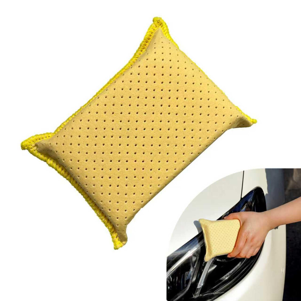 Car Windshield Cleaner Sponge, Reusable Nonwoven Glass Cleaning Block For Streak Demisting (Yellow) Yellow 9771547547426