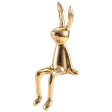 2X Statues de Lapin Artisanat en Céramique Créatif Brillant Moderne Figurines D'Animaux Nordiques Ornement Décoratif Figurines D'Animaux Or