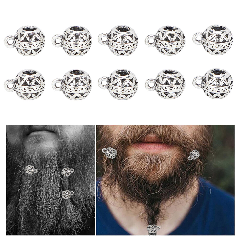Silver 10Pcs Alloy Hair Beads For Dreadlocks, Bracelets & Jewelry