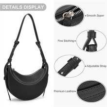 Damentaschen Leder-Umhängetasche mit Retro-Halbmonats-Modedesign Umhängetasche Kleine Tasche Damenaccessoires,Grau