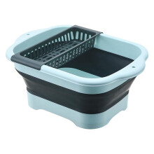 Collapsible Dish Basin with Drain Plug, Outdoor Multiuse Foldable Sink Tub, Wash Basin, Portable Kitchen Storage Tray