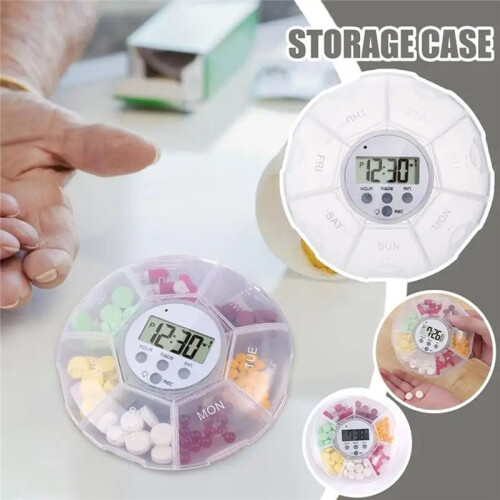 Automatic Medication Dispenser Pill Reminder Organizer with Timer Recording Function 7 Compartments Organizer Box 2