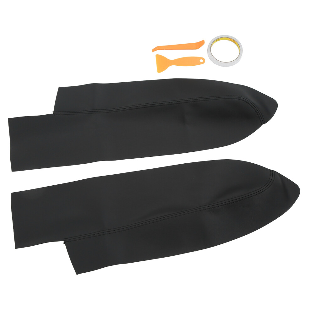 Front Door Armrest Cover Set For Crv 2007-2011 Microfiber Leather Black 9421390495992