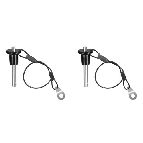 2X Stainless Steel Quick Release Pin 6mm Diameter  Locking Pin with Push Button Lanyard Cable Usable Length 25mm