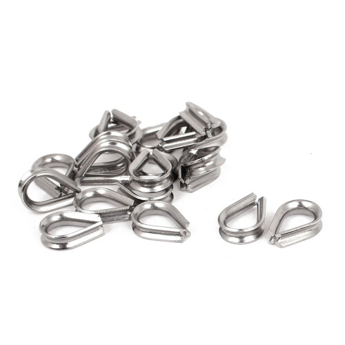 Stainless Steel 2mm Wire Rope Cable Thimbles Silver Tone 40 Pcs 1