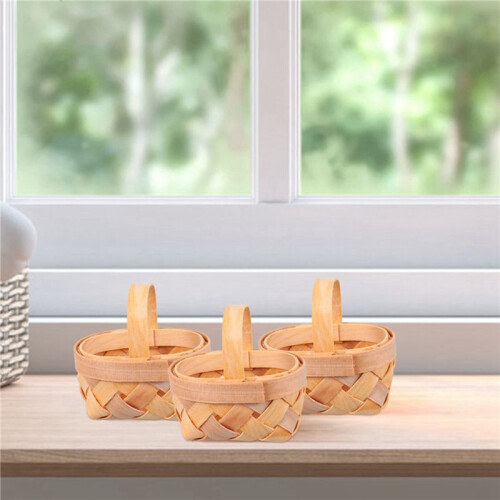 48Pcs Wood Chip  Baskets Manual Woven Baskets Ornaments Candy Storage Box 2