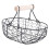 5X Wooden Handle Metal Retro Basket Portable Multi-Function Vegetable Fruit Egg Groceries Practical Storage Basket 3