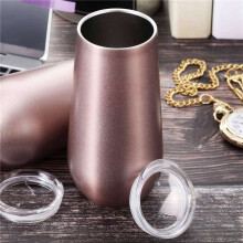 Kubek do Wina Izolowany ze Stali Nierdzewnej z Pokrywką - Przenośny Kubek w Kształcie Jajka Fashion Gift Cup-6 Oz, Różowe Złoto (12 Szt.)