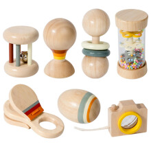 Wooden Baby Rattle Set 7Pcs Montessori Wooden Toys for Infants 06 Months Organic Gift