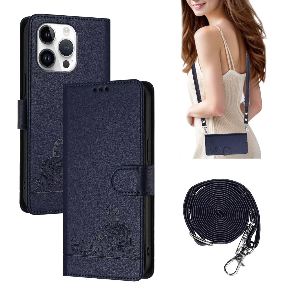 Cat Pattern Leather Wallet Case For Iqoo Z3 And Vivo Y52 5G, Rfid Blocking Flip Cover With Magnetic Closure, Kickstand And Card Holder Blue 9330225963752